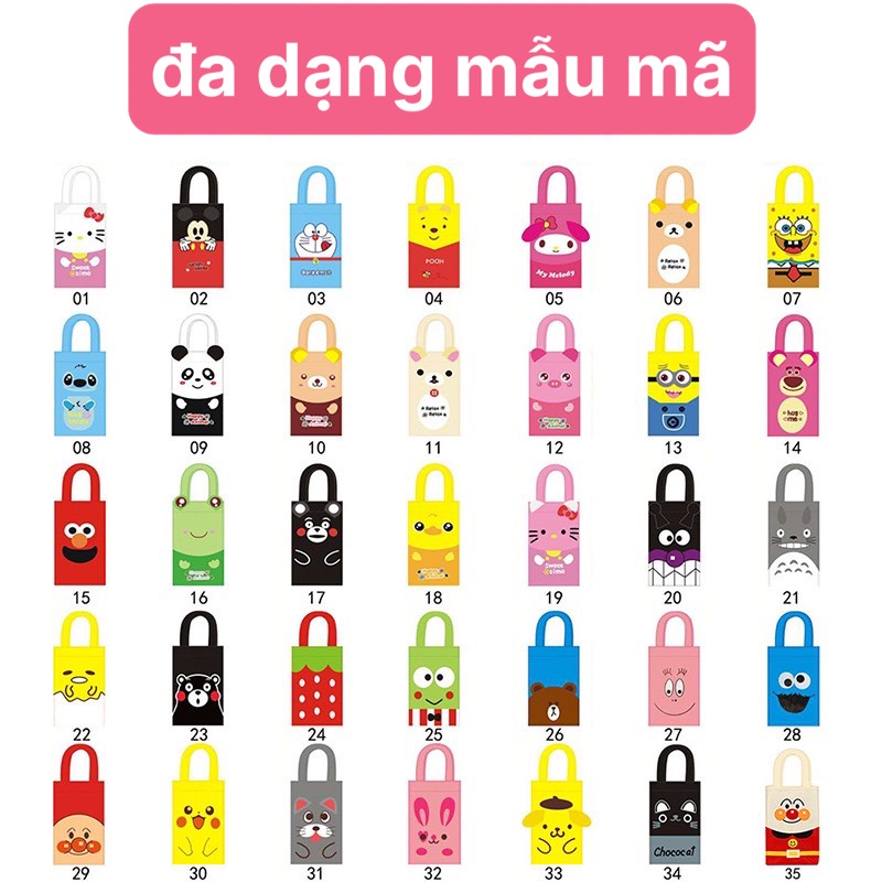 Túi đựng bình nước, ly giữ nhiệt chống nước vải canvas vải bố Starbucks hình gấu - RITA STORE