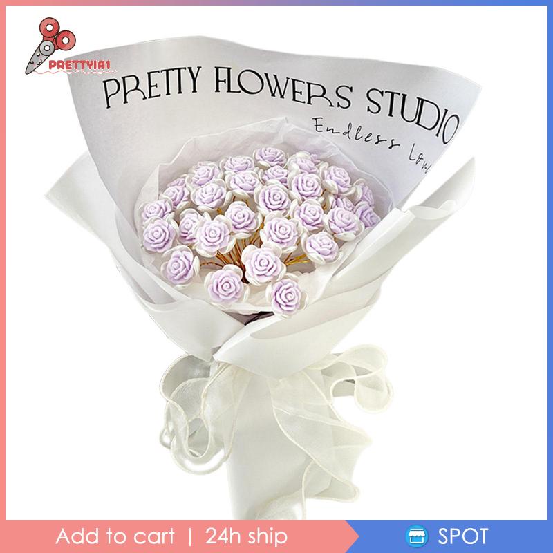 [Prettyia1] 18 Bông Hoa Hồng Giả Bằng Giấy Gói Quà DIY Đáng Yêu