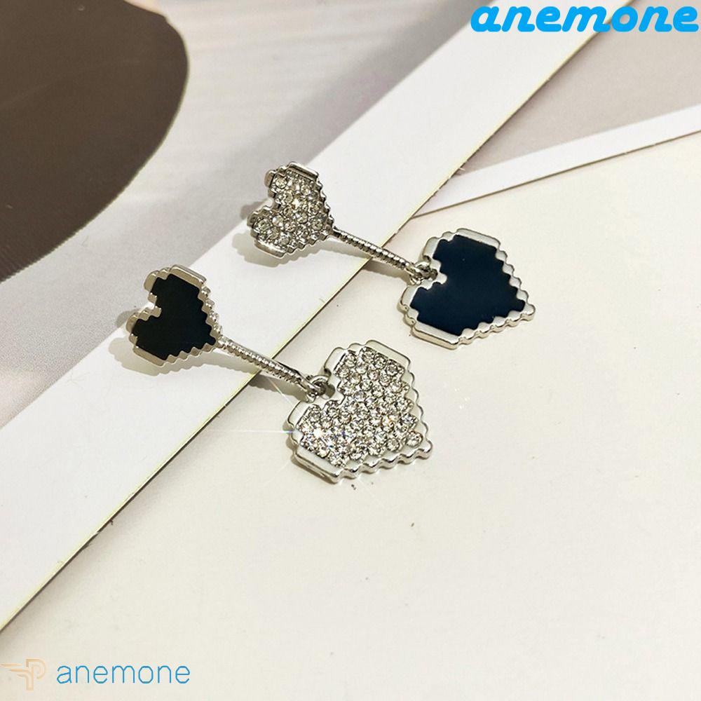 Khuyên Tai Thả Kim Loại Hình Hoa Hồng Đính Đá Tinh Xảo Cho Nữ