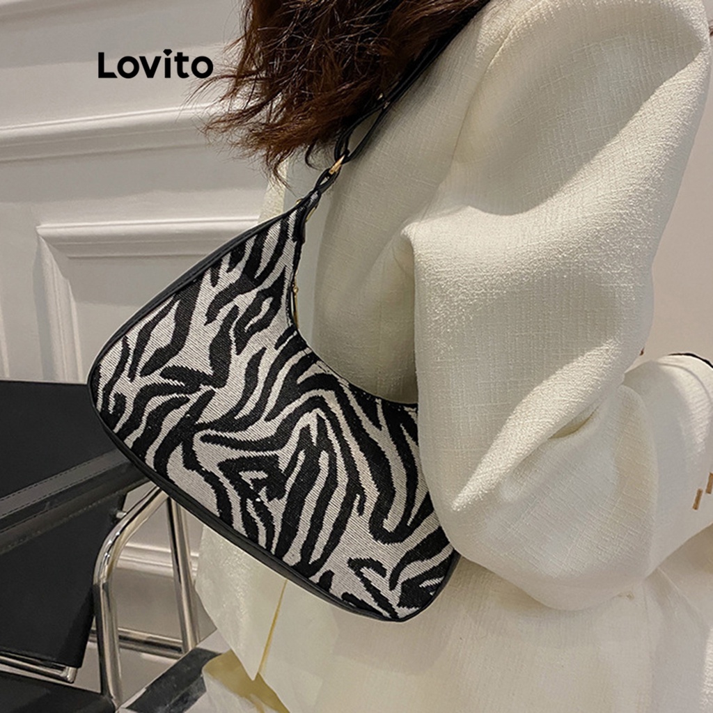 Lovito Túi đeo vai nhỏ kiểu dáng cổ điển họa tiết răng cưa thông thường dành cho nữ LNA09107 (Houndstooth/Vằn ngựa vằn)