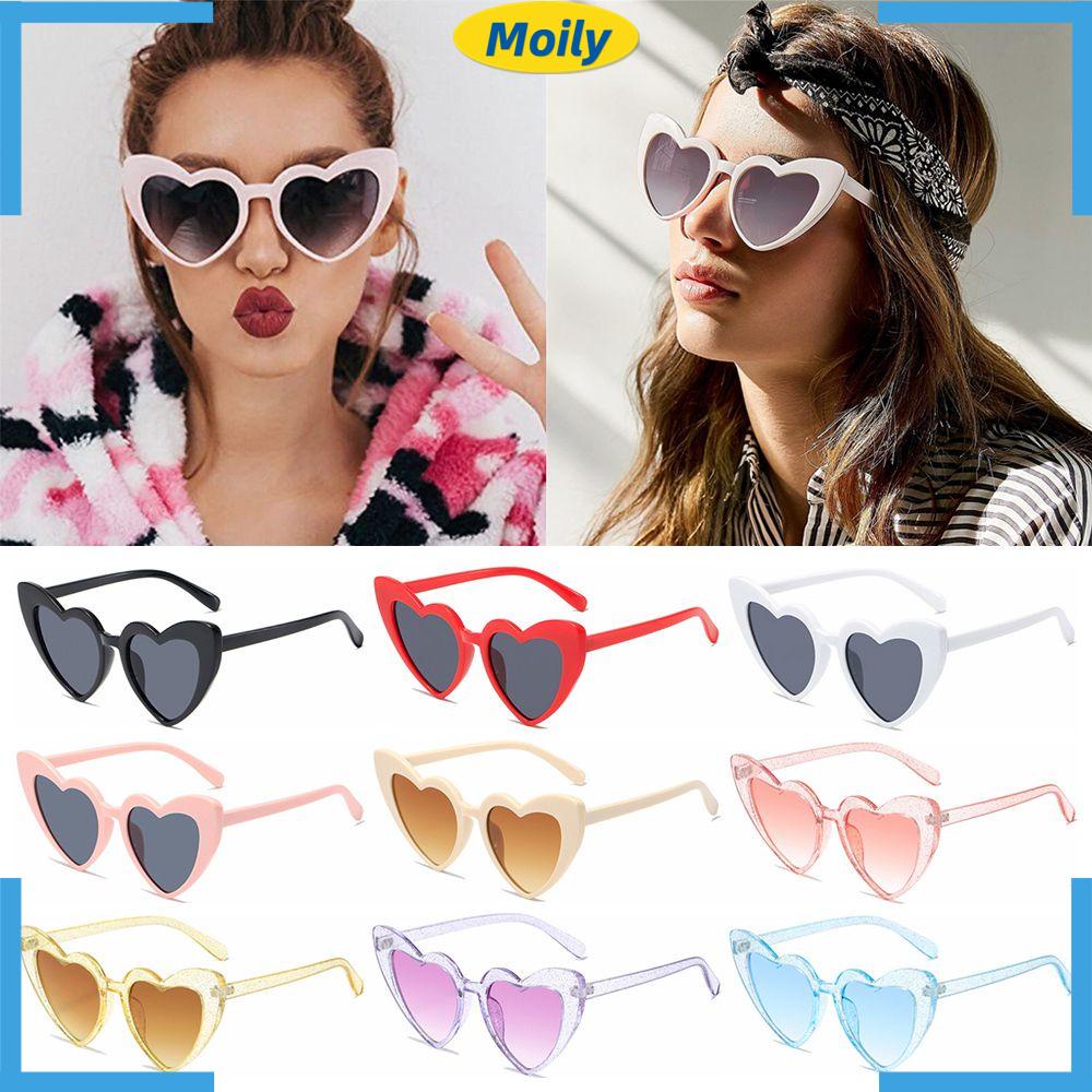 MOILYVN Kính Râm Nữ Gọng Trái Tim Phong Cách Retro