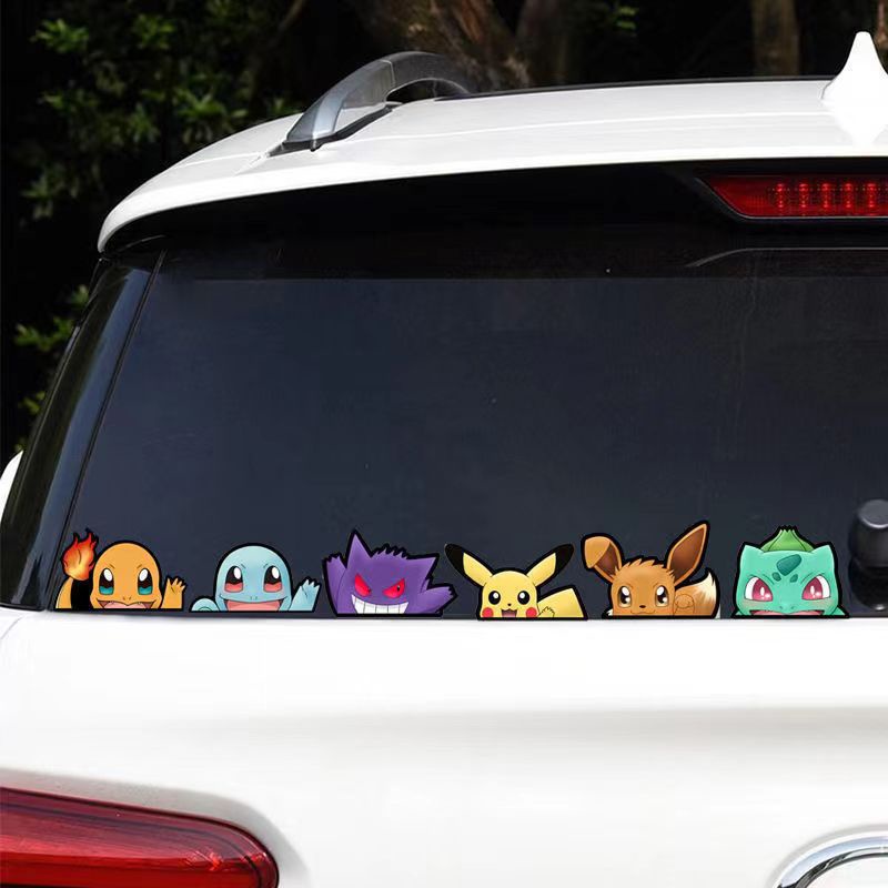 Pokemon Dán Xe Cute Pikachu Eevee phản quang chống thấm nước sticker trang trí xe máy Miếng Dán Trang Trí Kính Chắn Gió Thân Xe