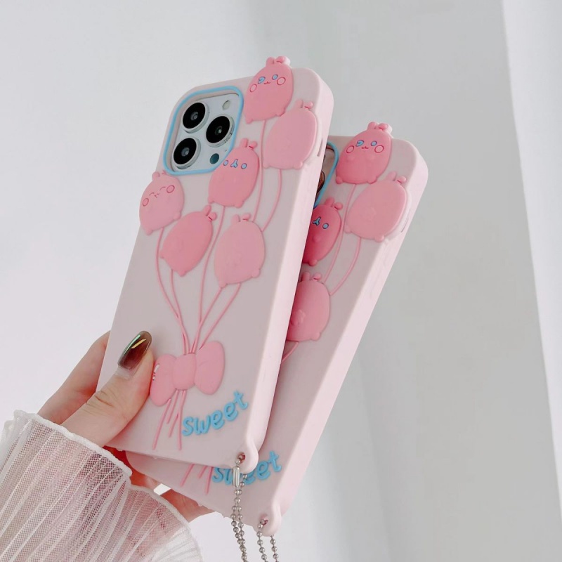 Ốp Điện Thoại Mềm In Hình Thỏ Và Bong Bóng Cho Iphone 14 Pro max 13 Pro max 12 / 11 Pro XS / Xr / 78P