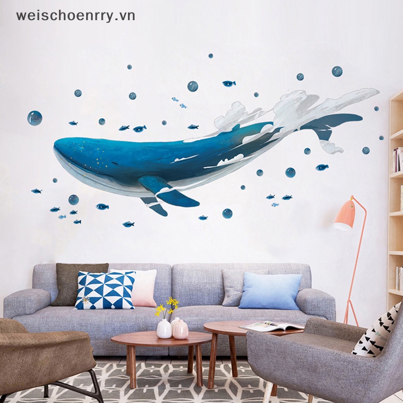Giấy Dán Tường Hình Cá Voi Sáng Tạo Trang Trí Nội Thất
