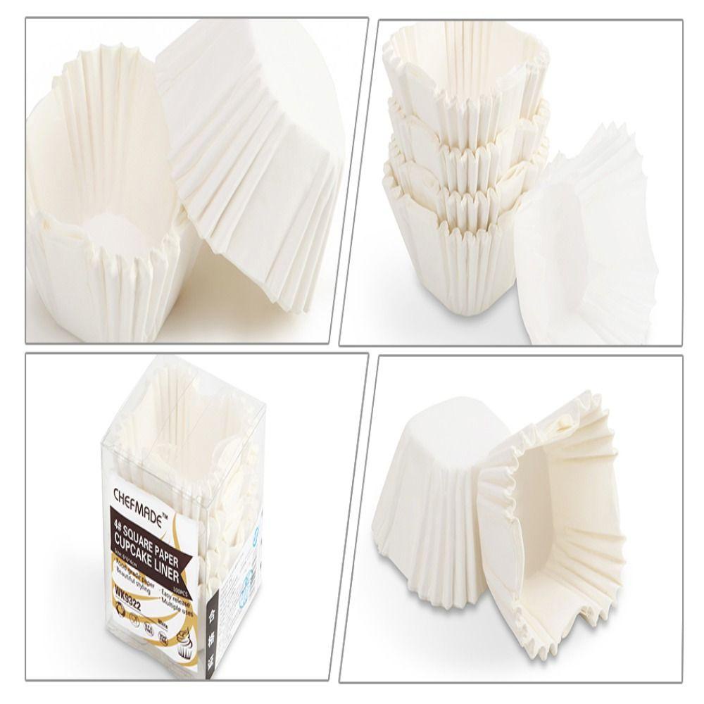 LONTIME Set 100 Đế Giấy Lót Bánh Cupcake Hình Vuông Không Mùi Tiện Dụng