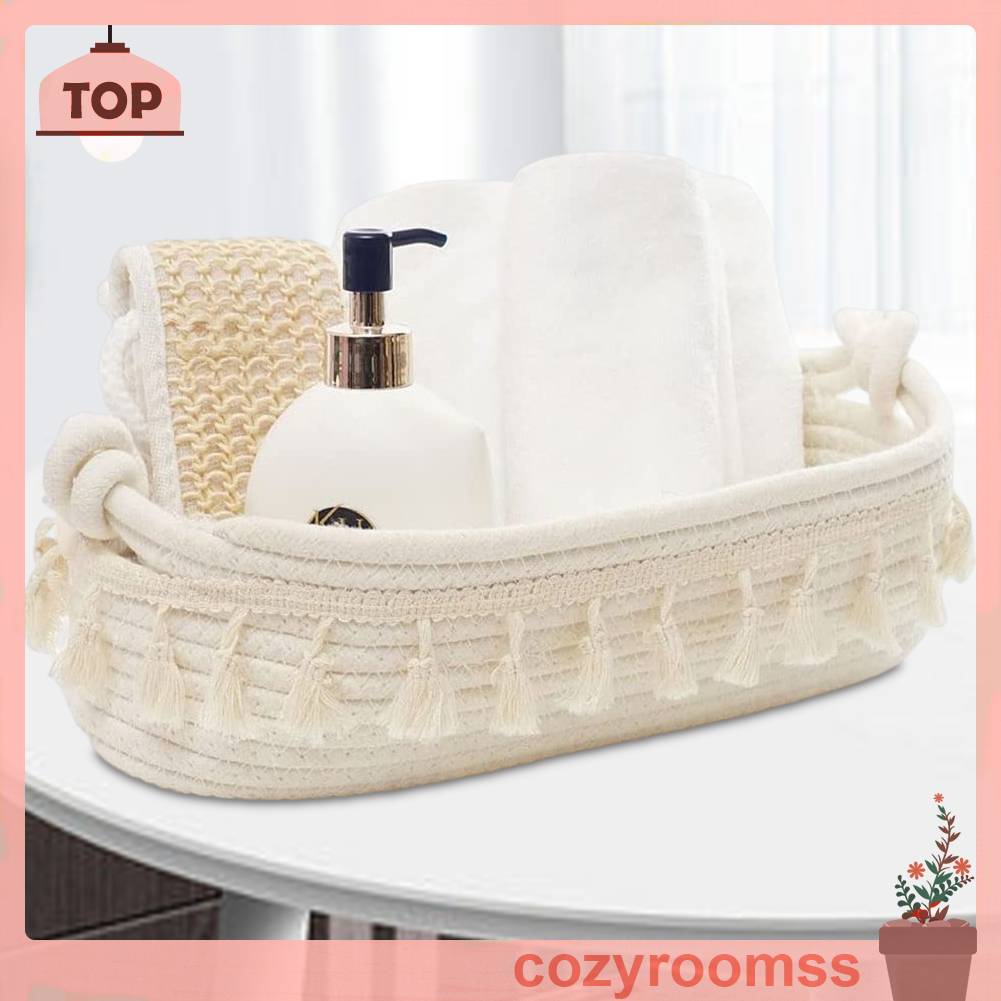 Giỏ Đan Sợi Cotton Hình Chữ Nhật Phong Cách Boho Đa Ứng Dụng Cho Nhà Ở / Văn