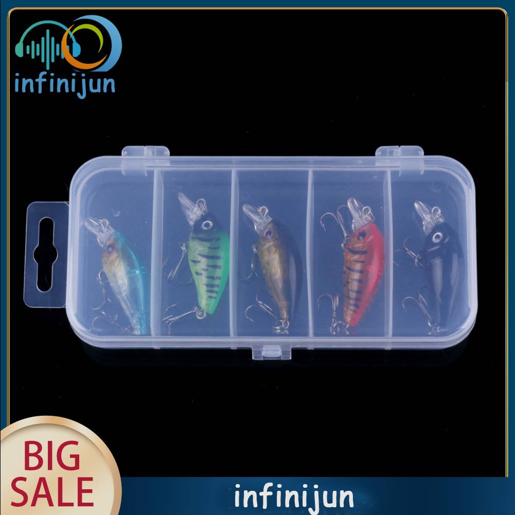 Set 5 Mồi Giả Nhử Cá 4.5cm 4g Bằng Nhựa Gắn Kèm Móc Câu