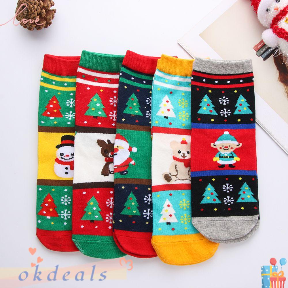 OKDEALS Tất Nữ In Hoạ Tiết Giáng Sinh Dễ Thương Xinh Xắn