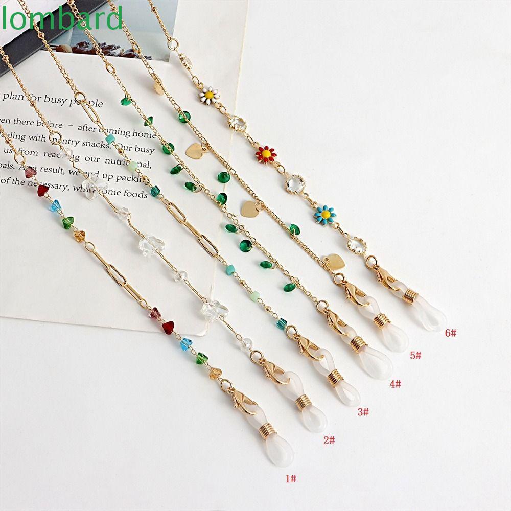 LOMBARD Dây Xích Kim Loại Đeo Mắt Kính Chống Thất Lạc Hình Hoa Thời Trang Cho Nữ