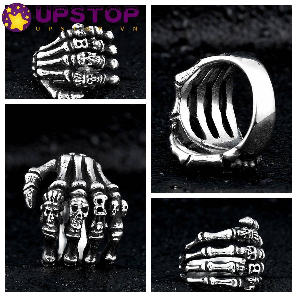 UPSTOPVN Nhẫn Inox Hình Xương Bàn Tay Phong Cách Hip Hop