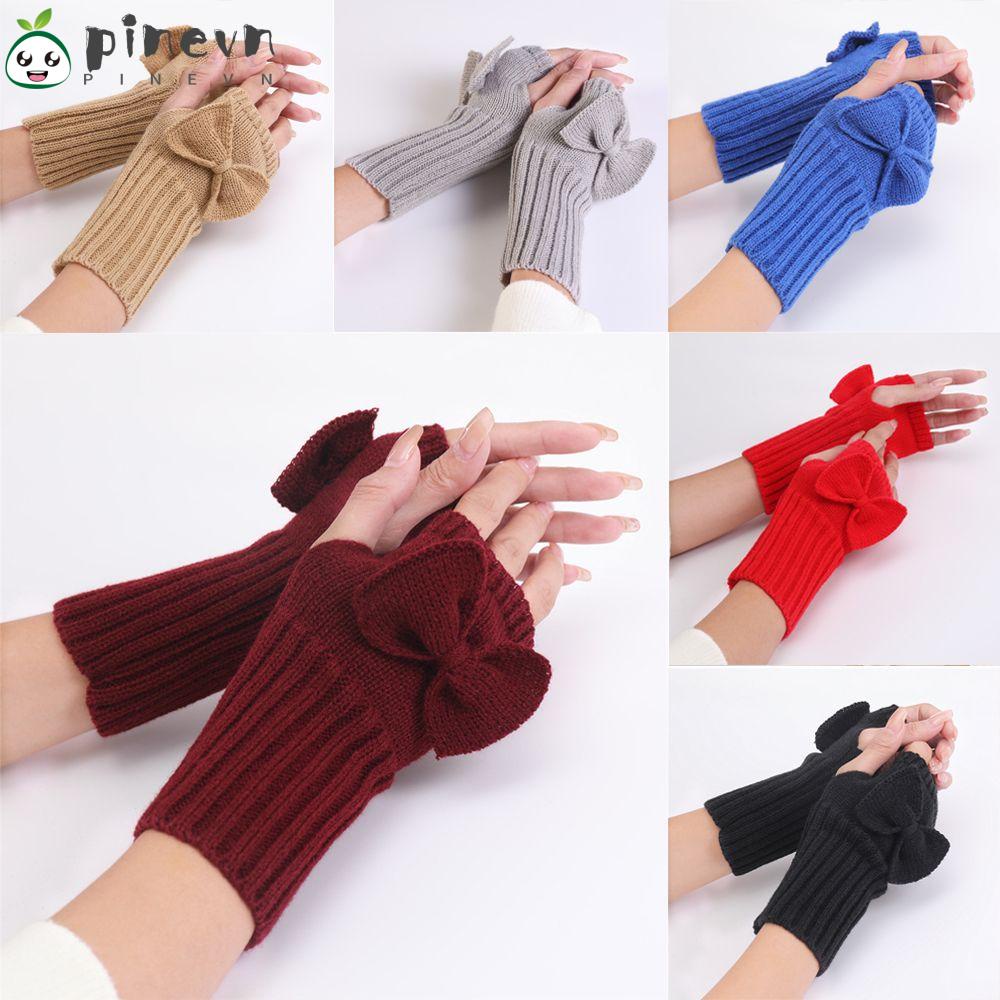 PINEVN Găng Tay Dệt Kim Mềm Co Giãn Đính Nơ Xinh Xắn