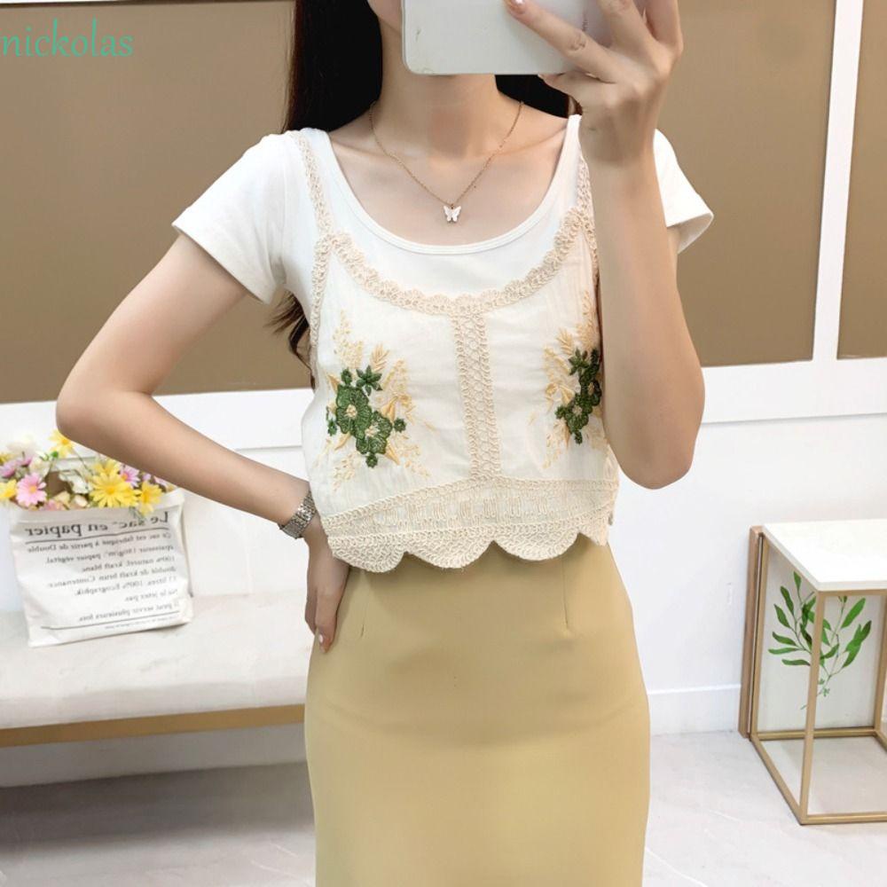 NICKOLAS Áo Hai Dây Cotton Mỏng Thoáng Khí In Họa Tiết Hoa Thời Trang Mùa Hè Cho Nữ