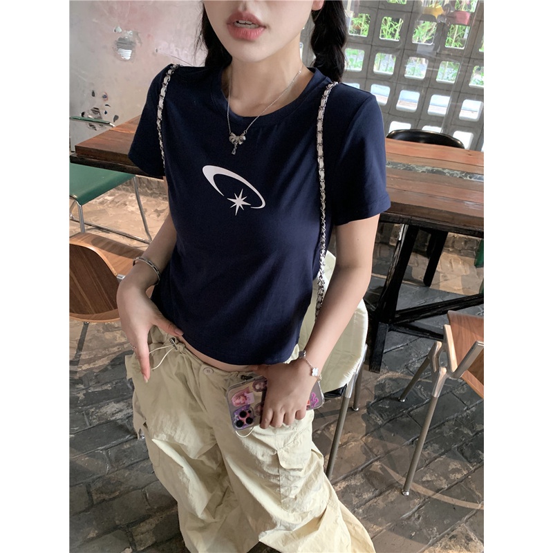 Áo Thun Tay Ngắn Họa Tiết In Đơn Giản Thời Trang Dành Cho Mùa Hè