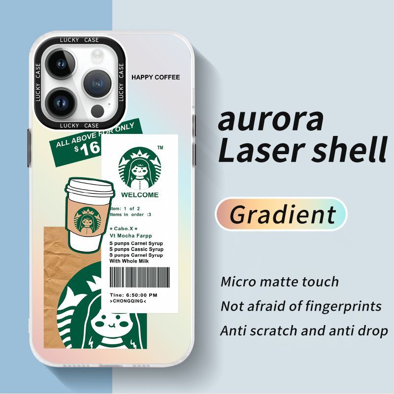 Ốp Điện Thoại Màu Laser Họa Tiết Cà Phê Phong Cách Mỹ Độc Đáo Cho iPhonexr12678plusins 1314promax 9SPB