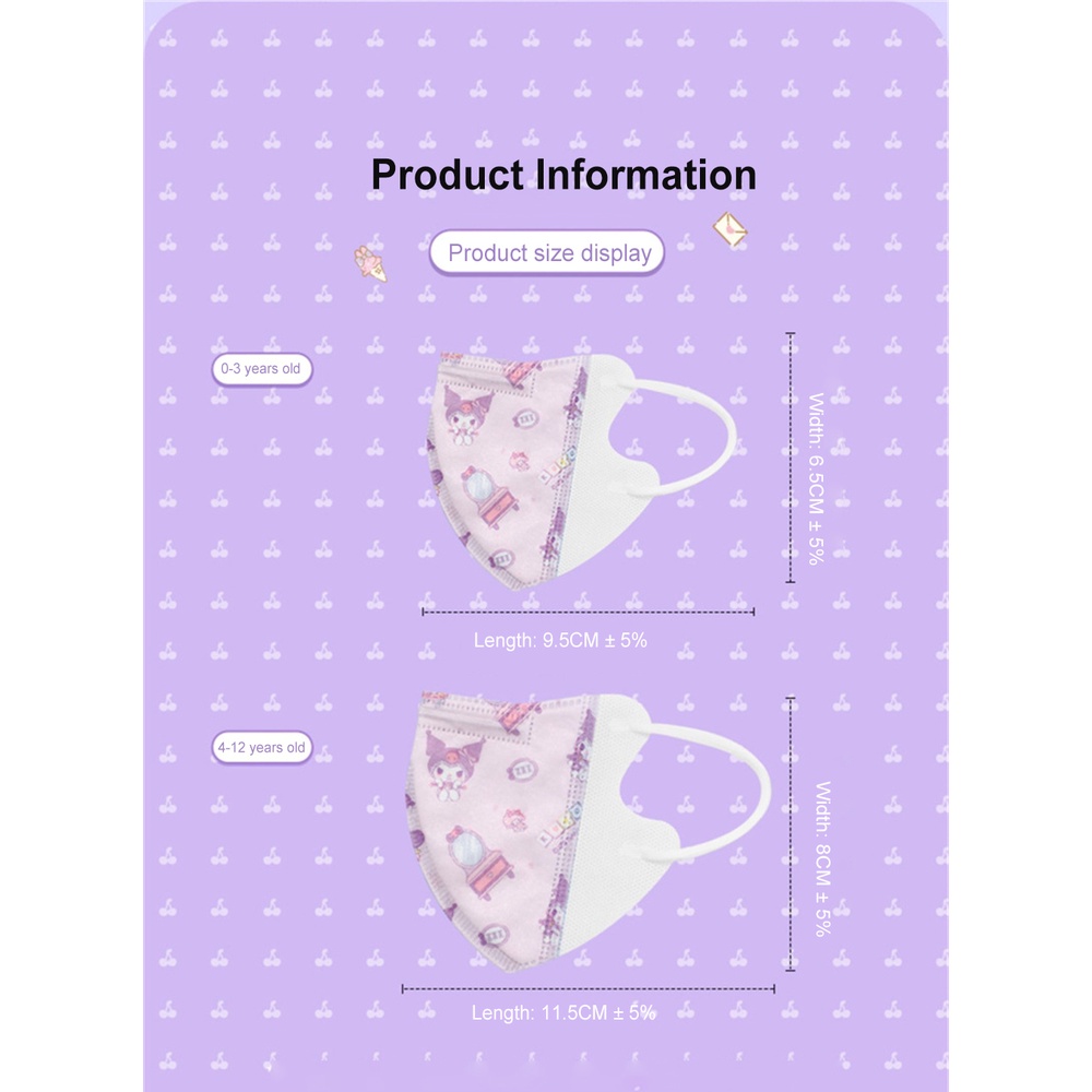 SANRIO Hộp 30 Khẩu Trang 3d Hình Cinnamoroll Melody Dễ Thương Cho Bé 0-12 Tuổi