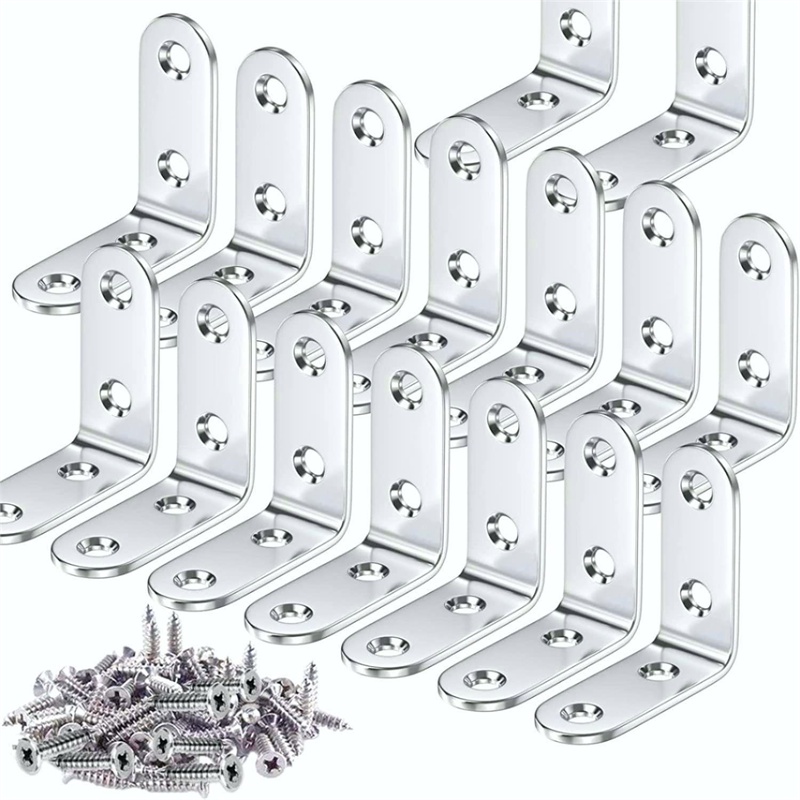 Giá Đỡ Góc Vuông 90 Độ Bằng Thép Không Gỉ Kèm Ốc Vít Cho Kệ Gỗ