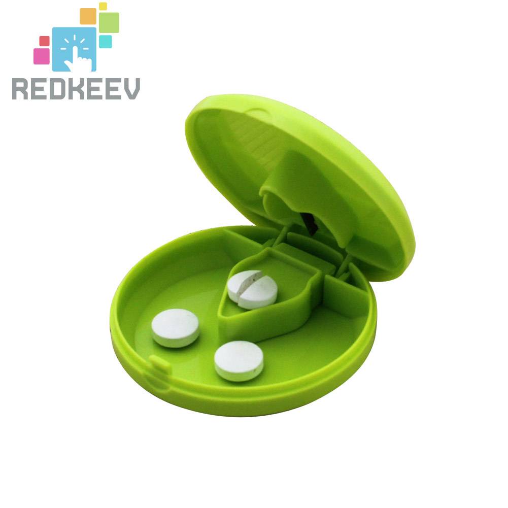 Dụng Cụ Cắt Thuốc Mini Bằng Nhựa Hình Tròn Tiện Dụng Mang Theo Du Lịch