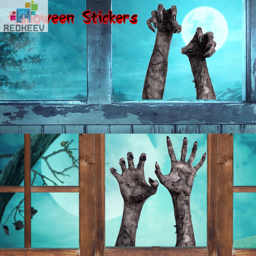 2 Miếng Dán Tường / Cửa Sổ Hình Bàn Tay Ma Kinh Dị 3D