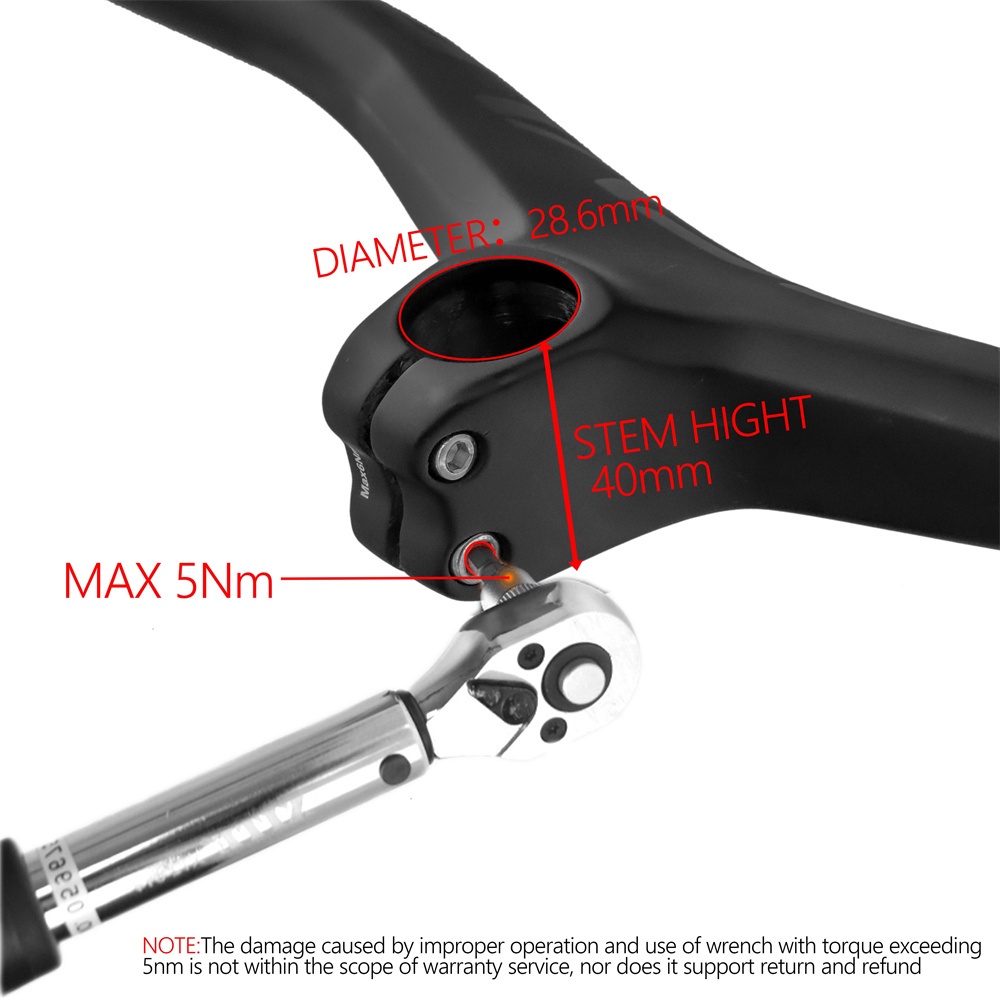Tay Lái Xe Đạp Màu Đen Nhám Bằng Sợi Carbon Kominelo Xoay 17 Độ 28.6mm
