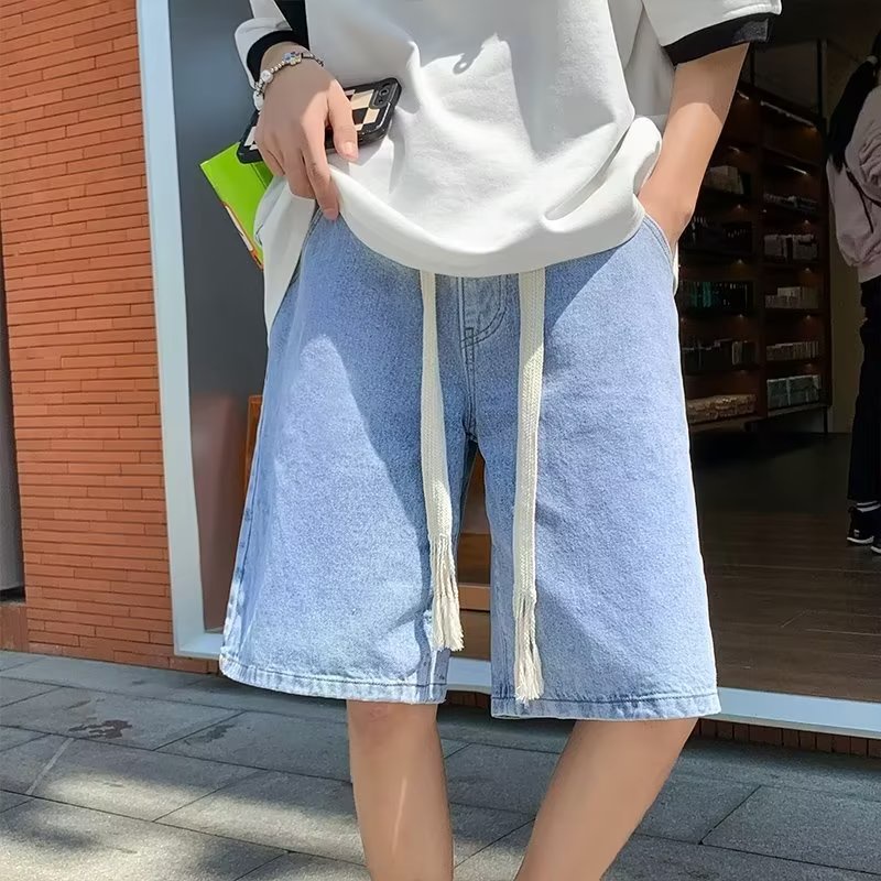 Quần Short jeans Lưng Cao Thời Trang Harajuku Nhật Bản Cho Nam