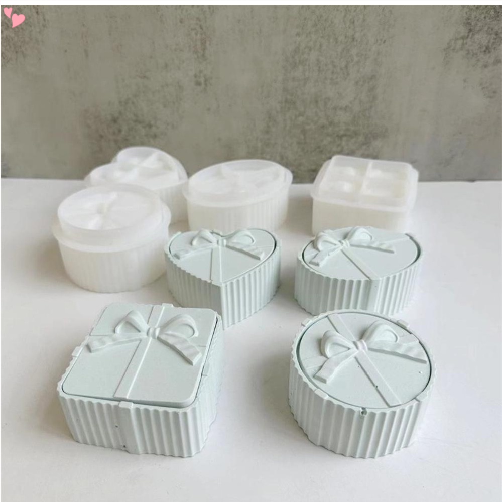 Khuôn Silicone Hình Vuông / Tròn / Trái Tim 3D Làm Hộp Quà Thủ Công
