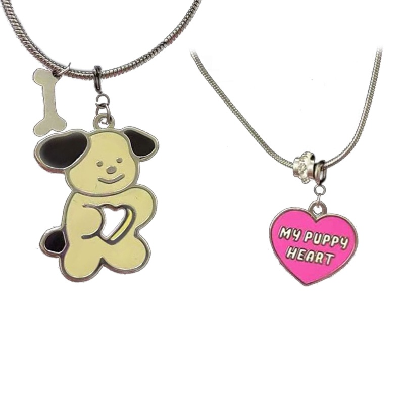 Mojito Vòng Cổ Choker Hợp Kim Mặt Hình Trái Tim Và Chú Chó Lãng Mạn Thời Trang BFFs