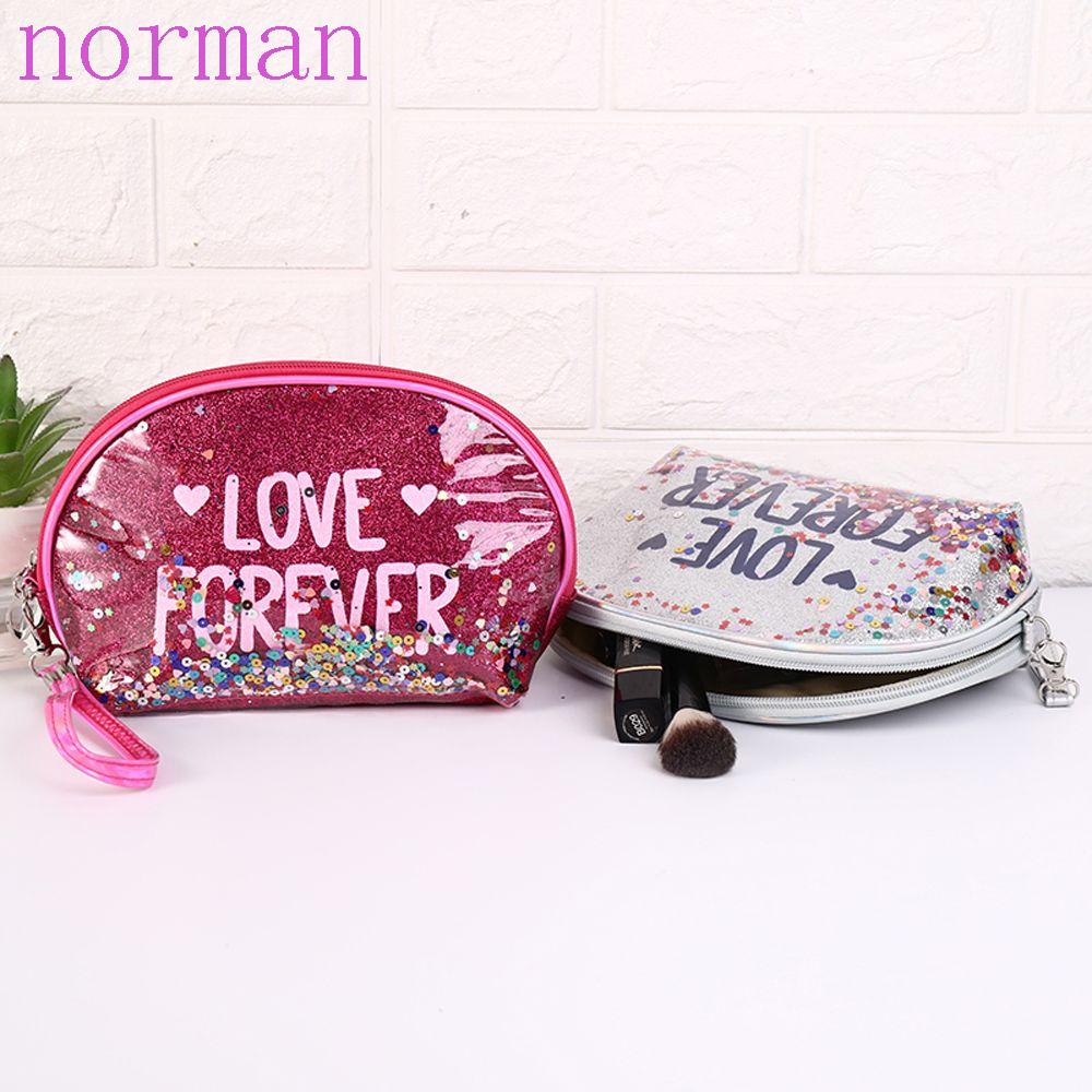 NORMAN Túi Đựng Mỹ Phẩm Trong Suốt Đính Kim Sa Lấp Lánh Cỡ Lớn Tiện Dụng Mang Theo Du Lịch Cho Nữ