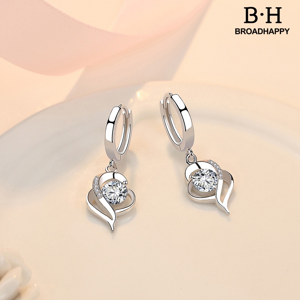 Bông Tai Hình Trái Tim Đính Đá Thời Trang Dành Cho Nữ