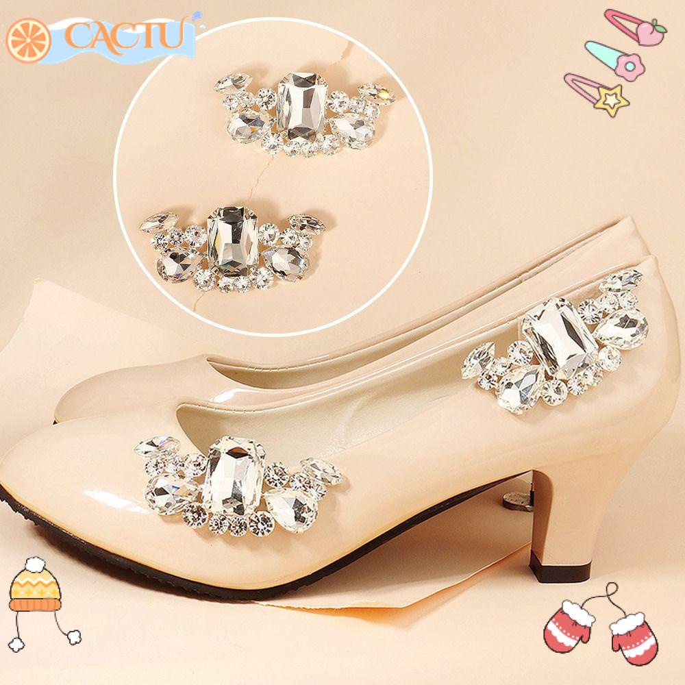 CACTU 1 Cặp Kẹp Khóa Giày Cao Gót Hình Vuông Cho Cô Dâu