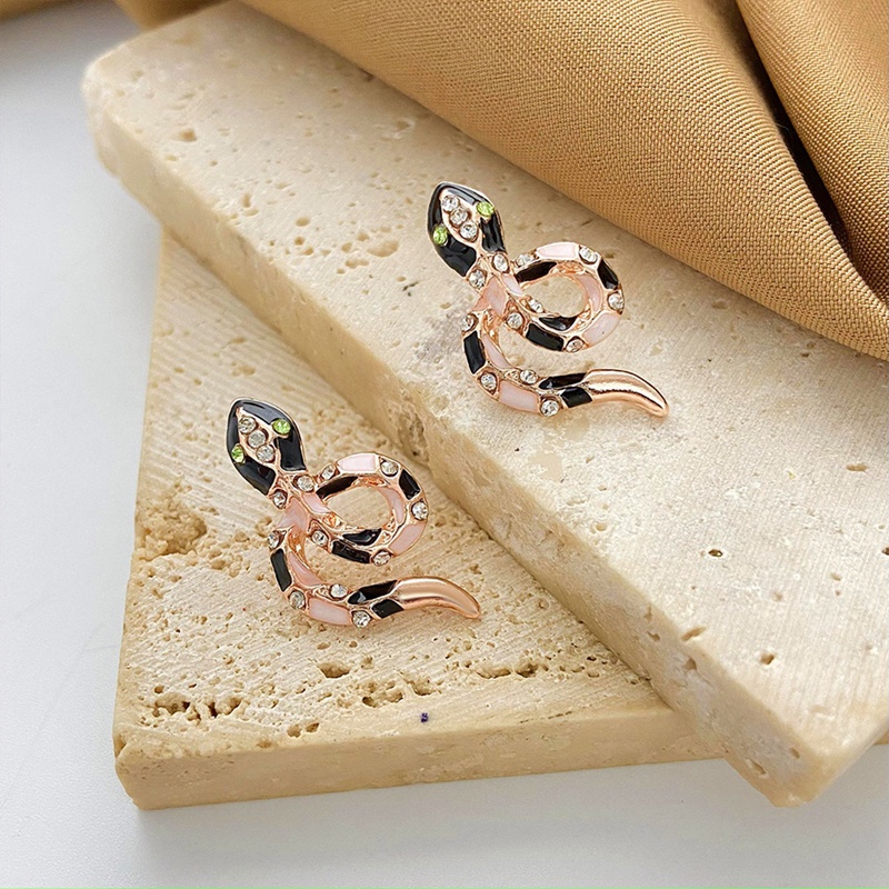 Ygt Set Khuyên Tai Hình Rắn Đính Đá Zircon Màu Sắc Tương Phản Thời Trang Cho Nữ