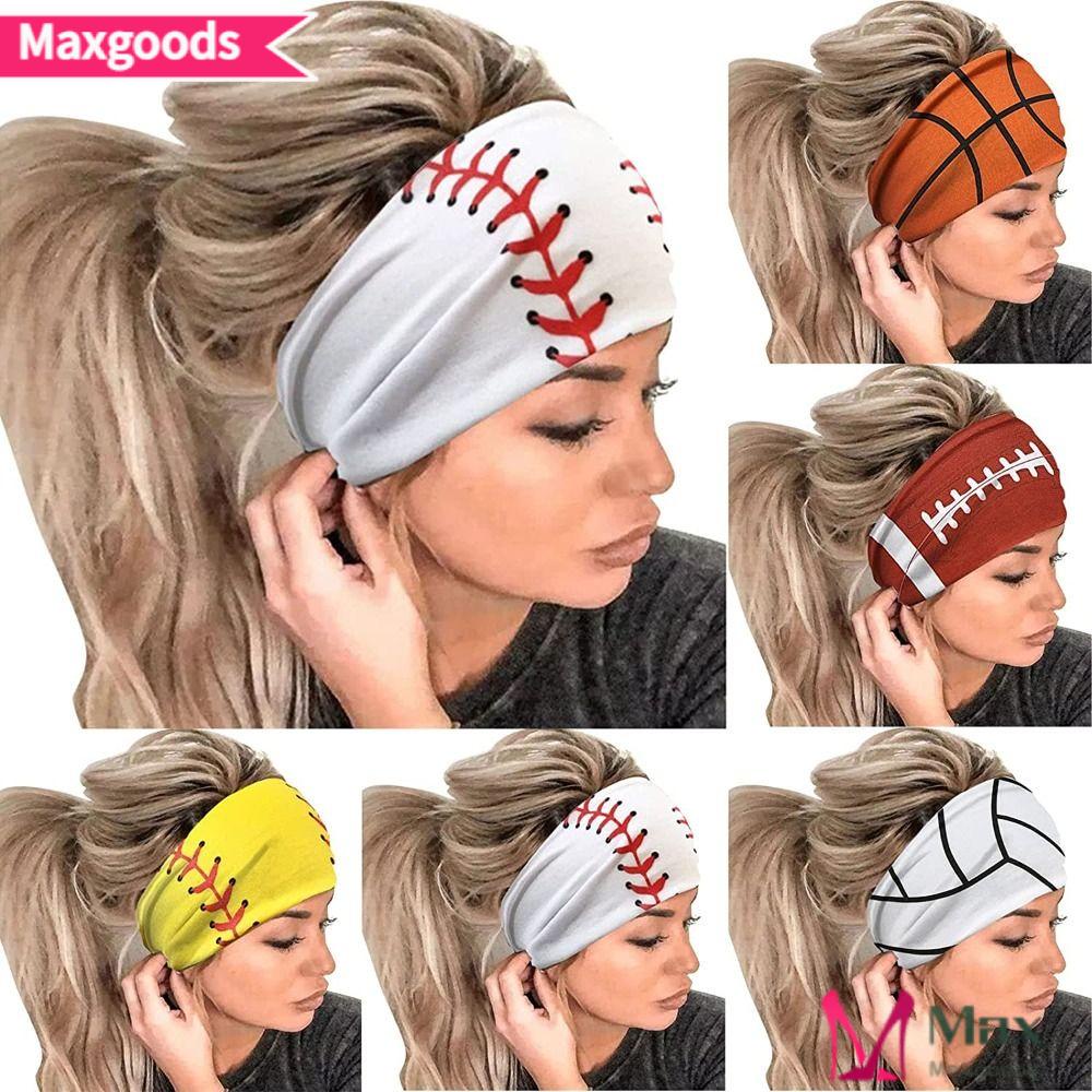MAXG Băng Đô Bản Rộng Chống Trượt In Họa Tiết Bóng Chày Thời Trang Đa Năng