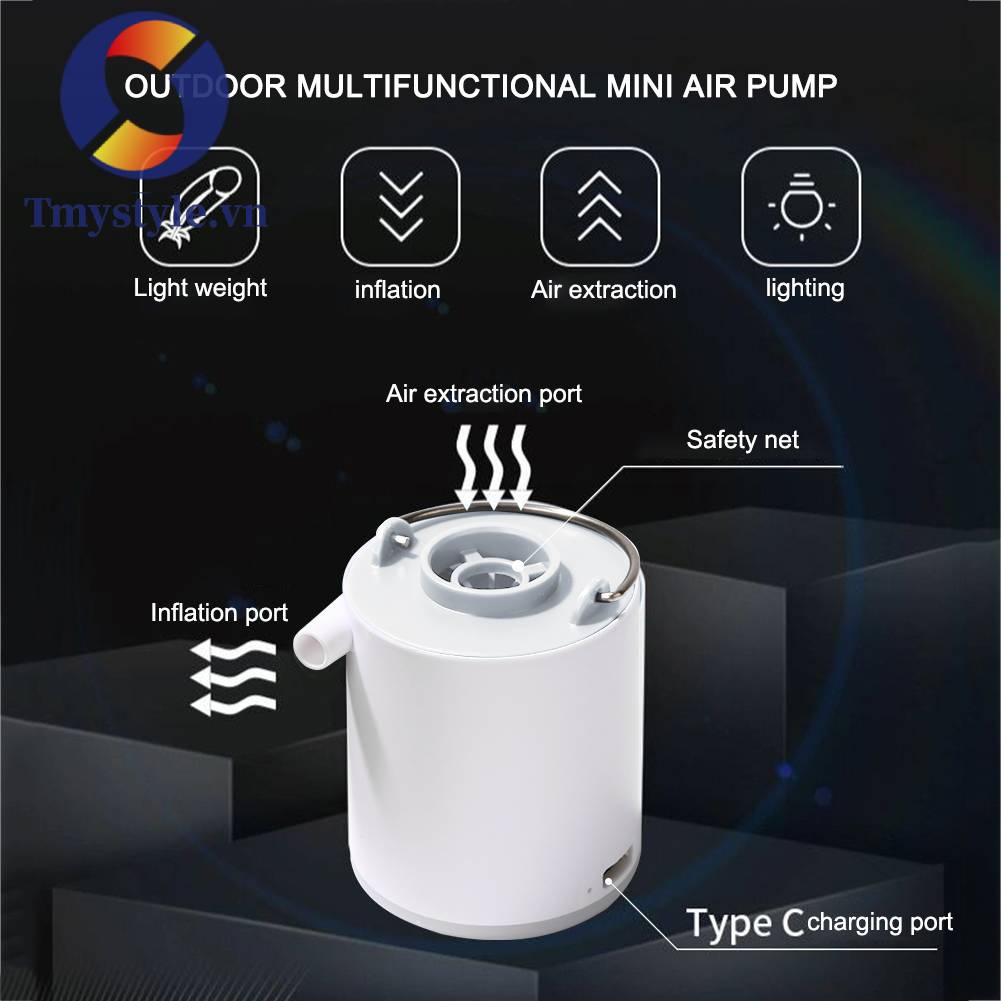 Ống Bơm Hơi Siêu Nhẹ Sạc USB Tiện Dụng Khi Đi Cắm Trại