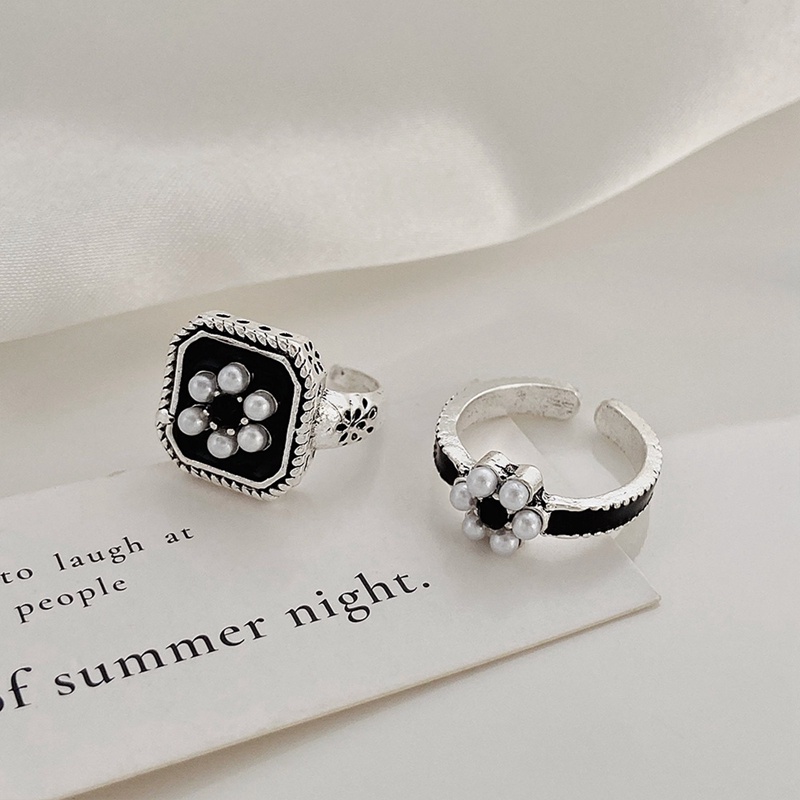 Bộ 2 Nhẫn Đeo Tay Đính Ngọc Trai Thời Trang Cho Nữ