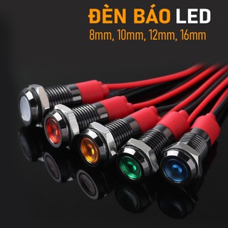  Đèn Led báo tín hiệu nguồn  8mm 10mm 12mm 16mm  Vỏ Kim loại chống nước IP67  5V-24V | 220V  
