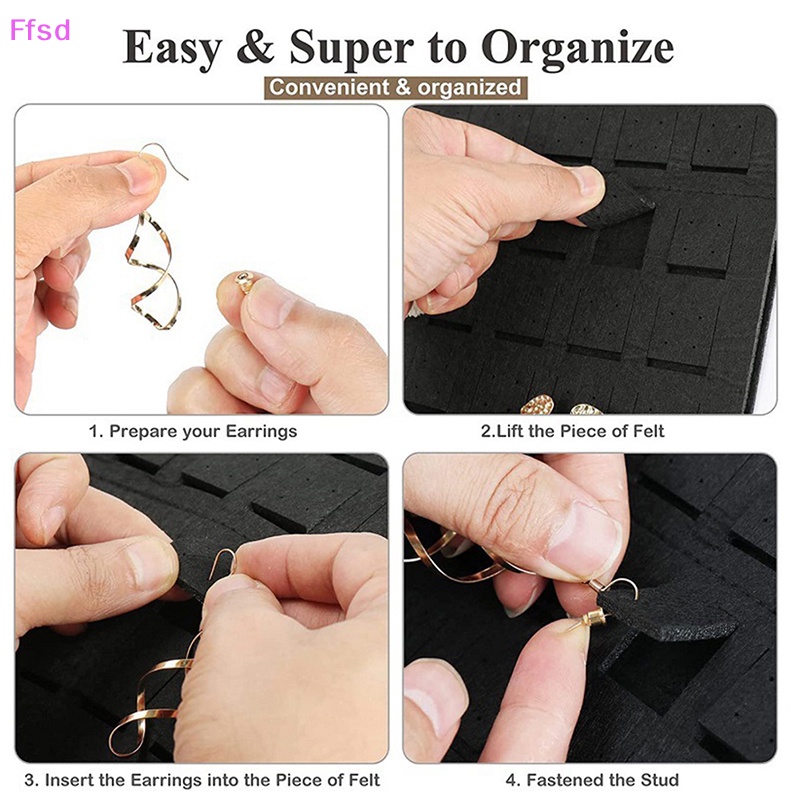 {Ffsd} Giá Treo Bông Tai / Vòng cổ Bằng Vải Nỉ Mềm Treo Tường Trưng Bày Trang Sức