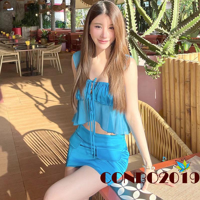 Set Áo Hai Dây + Chân Váy Ngắn Ôm Dáng Thời Trang Mùa Hè Cho Nữ