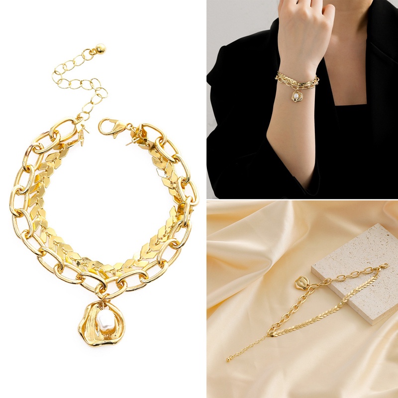 Ygt Vòng Tay Dây Xích Đôi Bằng Kim Loại Đính Đá Zircon Có Thể Điều Chỉnh Sang Trọng Làm Quà Tặng