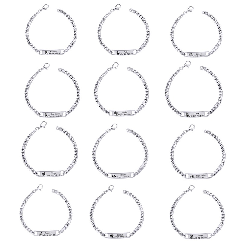 Ygt Gemini Leo Libra Scorpio Sagittarius Vòng Tay Đơn Giản Bằng Thép Không Gỉ Trang Sức Thời Trang Cho Nam Và Nữ