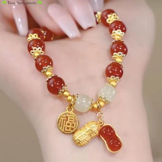 Vòng Tay Hạt Đậu Phộng May Mắn Thiết Kế Nhỏ Nhắn Trang Sức Fu Pai: Mọi Thứ Goes Well Cho Nữ