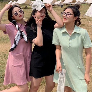 Plus Đầm Thun polo Tay Ngắn Dáng Ôm Thời Trang Mùa Hè Xinh Xắn Cho Nữ mm150kg