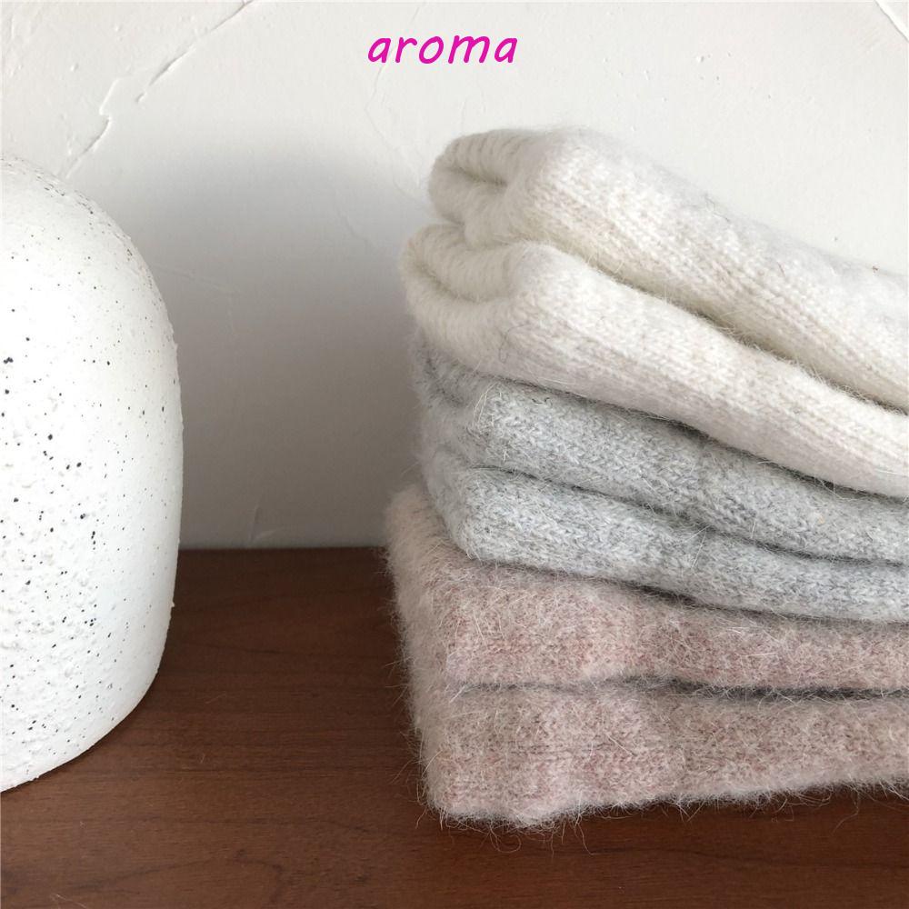 AROMA Găng Tay Lông Thỏ Mềm Mại Màu Trơn Giữ Ấm Mùa Thu Đông Phong Cách Hàn Quốc Dành Cho Nam