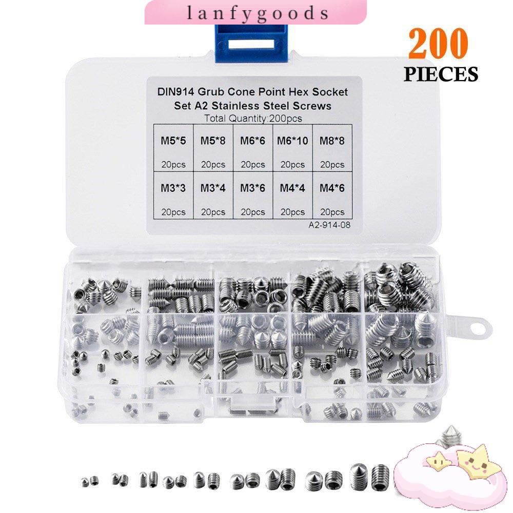 LANFY Bộ 200 Ốc Vít Đầu Lục Giác Bằng Thép Không Gỉ 304 M3 M4 M5 M6 M8 Cho Vòi Nước