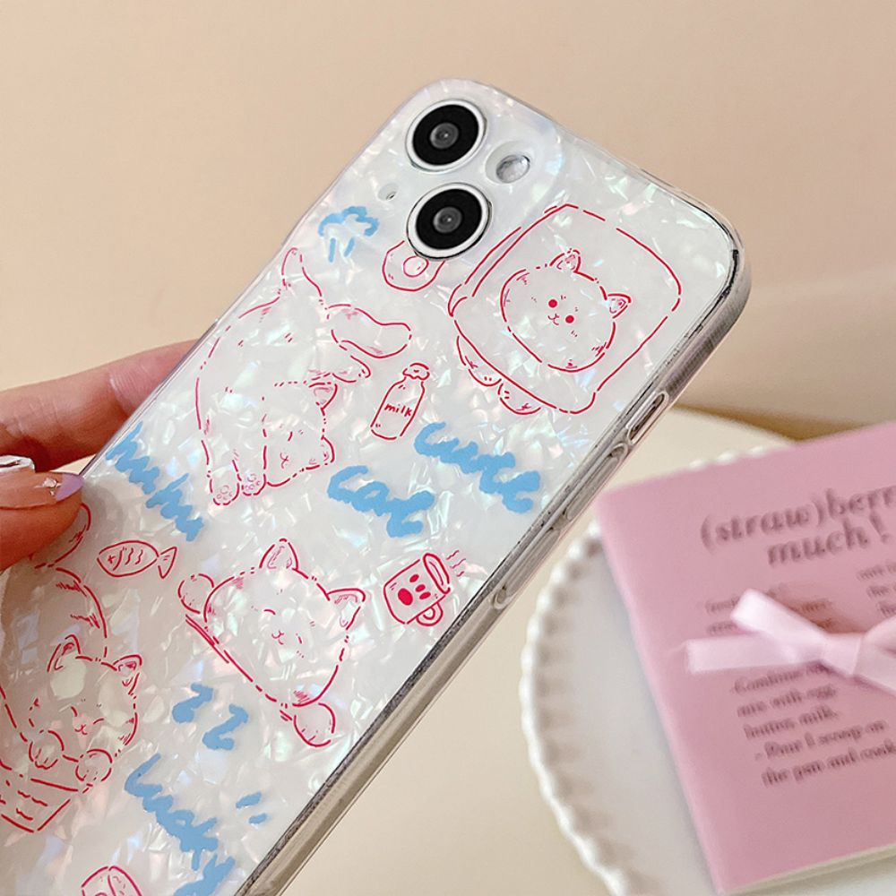 Ốp Điện Thoại TPU Dẻo Màu Laser Họa Tiết Hoạt Hình Chú Mèo Dễ Thương Chống Sốc Cho IPhone 11 12 13 14 Pro Max