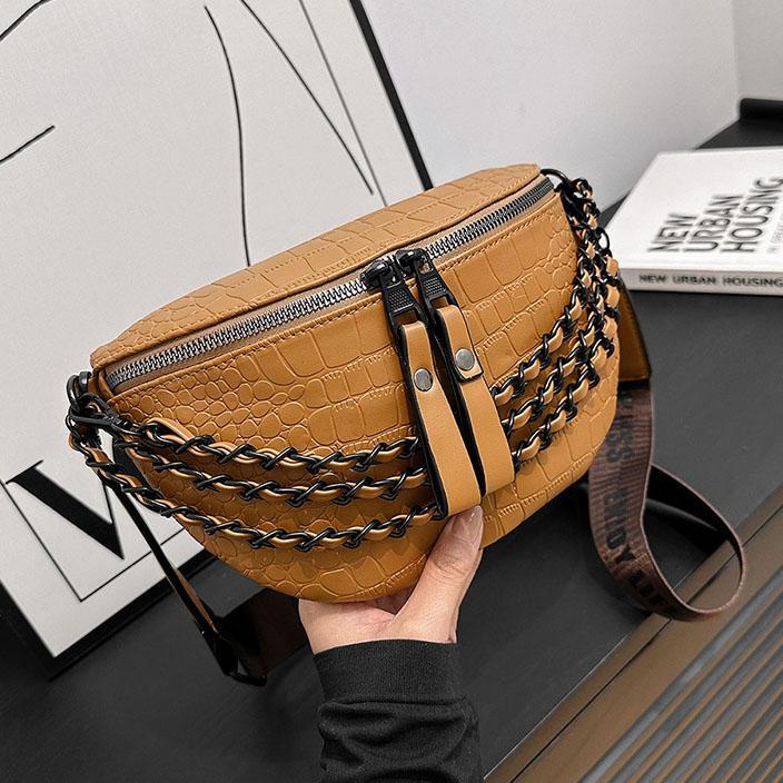 LEILY Túi Da PU Đeo Chéo Có Khóa Kéo Dây Bản Rộng Thời Trang Cho Nữ