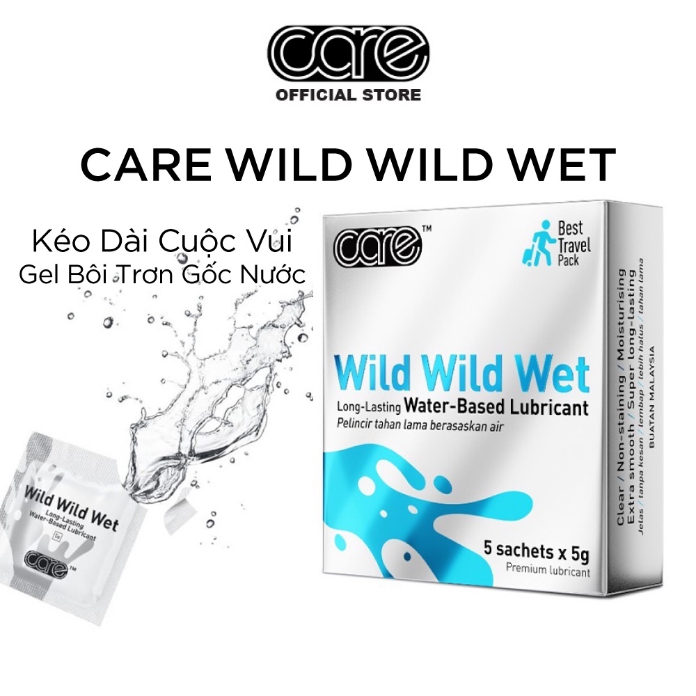 Gel Bôi Trơn CARE Dạng Gói Gốc Nước Lâu Khô, An Toàn, Cho Cảm Giác Siêu Trơn, Hương Dịu Nhẹ hỗ trợ cao cao su carelatex