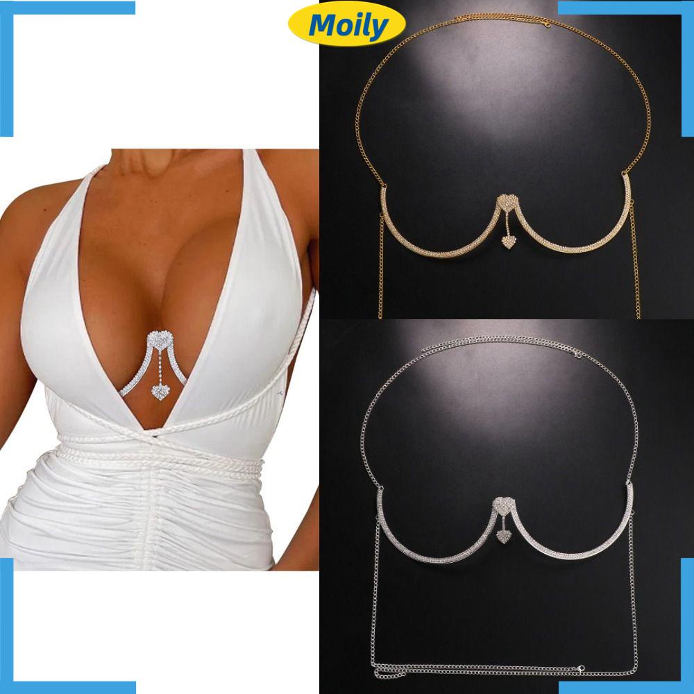 MOILYVN Dây Xích Đeo Ngực Màu Sắc Bạc Thời Trang Đi Biển Cho Nữ