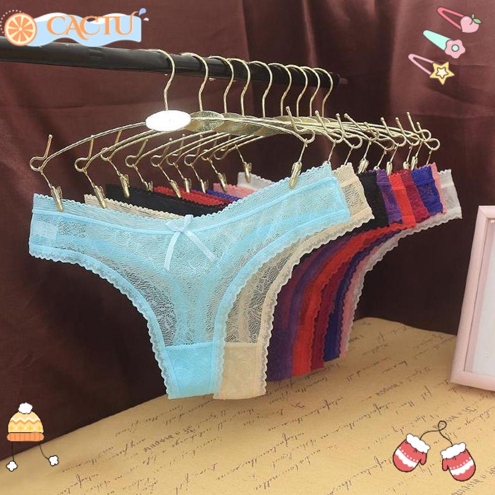 CACTU Quần Lót Cotton Trong Suốt Phối Ren Và Nơ Xinh Xắn