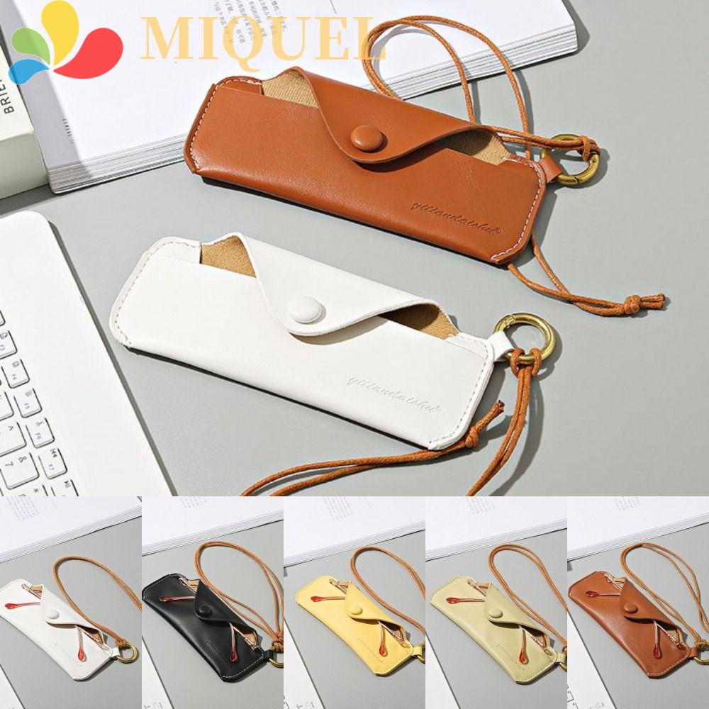 MIQUEL Túi Đựng Mắt Kính Đeo Cổ Bằng Da PU Màu Trơn Chống Mất