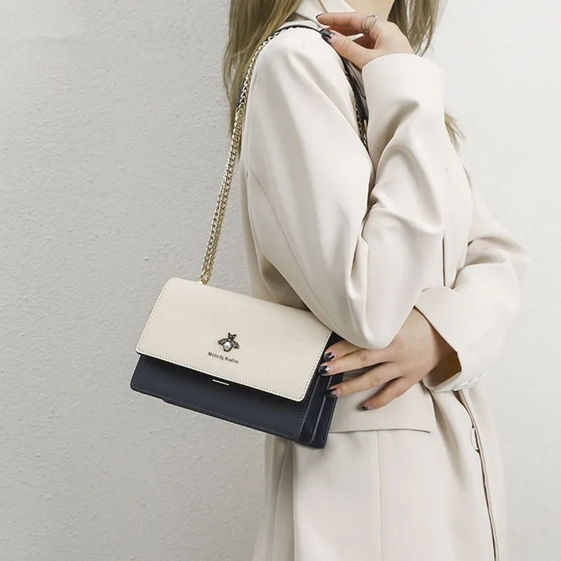 Túi Đeo Vai / Kẹp Nách Hình Vuông Cỡ Nhỏ Phối Dây Đeo Sợi Xích Thời Trang 2023 Cho Nữ