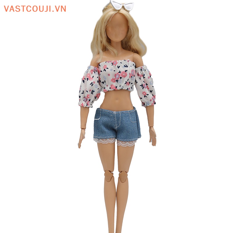 Vastji Set Quần Denim Ống Phồng 29cm In Họa Tiết Hoa Tinh Tế Thời Trang Cho Búp Bê VN